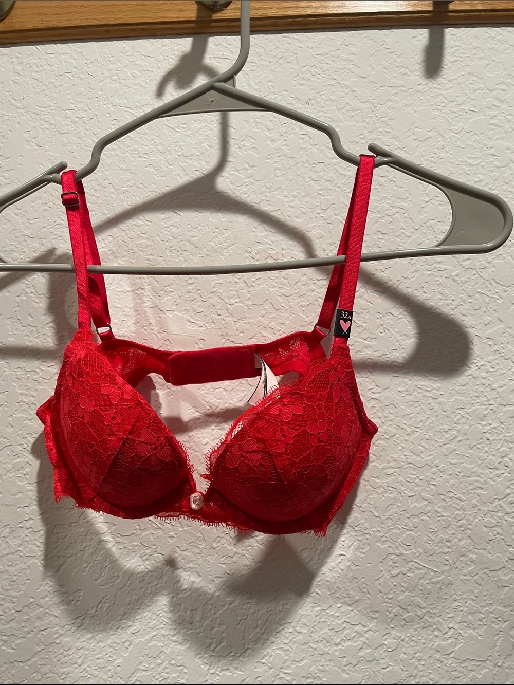 Victoria's Secret Red Lace Plunge Bra with Underwire